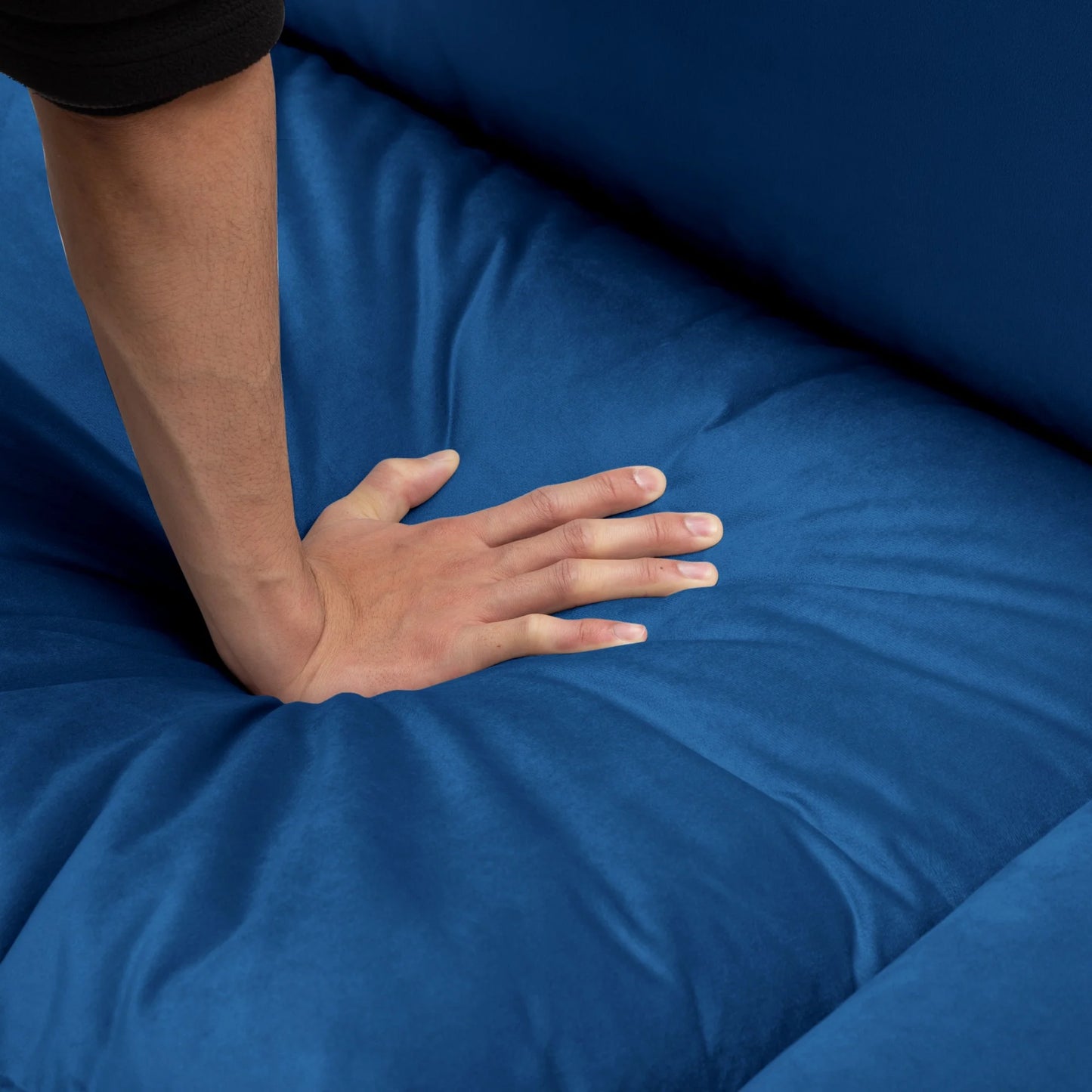 CAFORKP 117.7” Sectional Sofa with Ottoman, the ottoman is movable,Blue