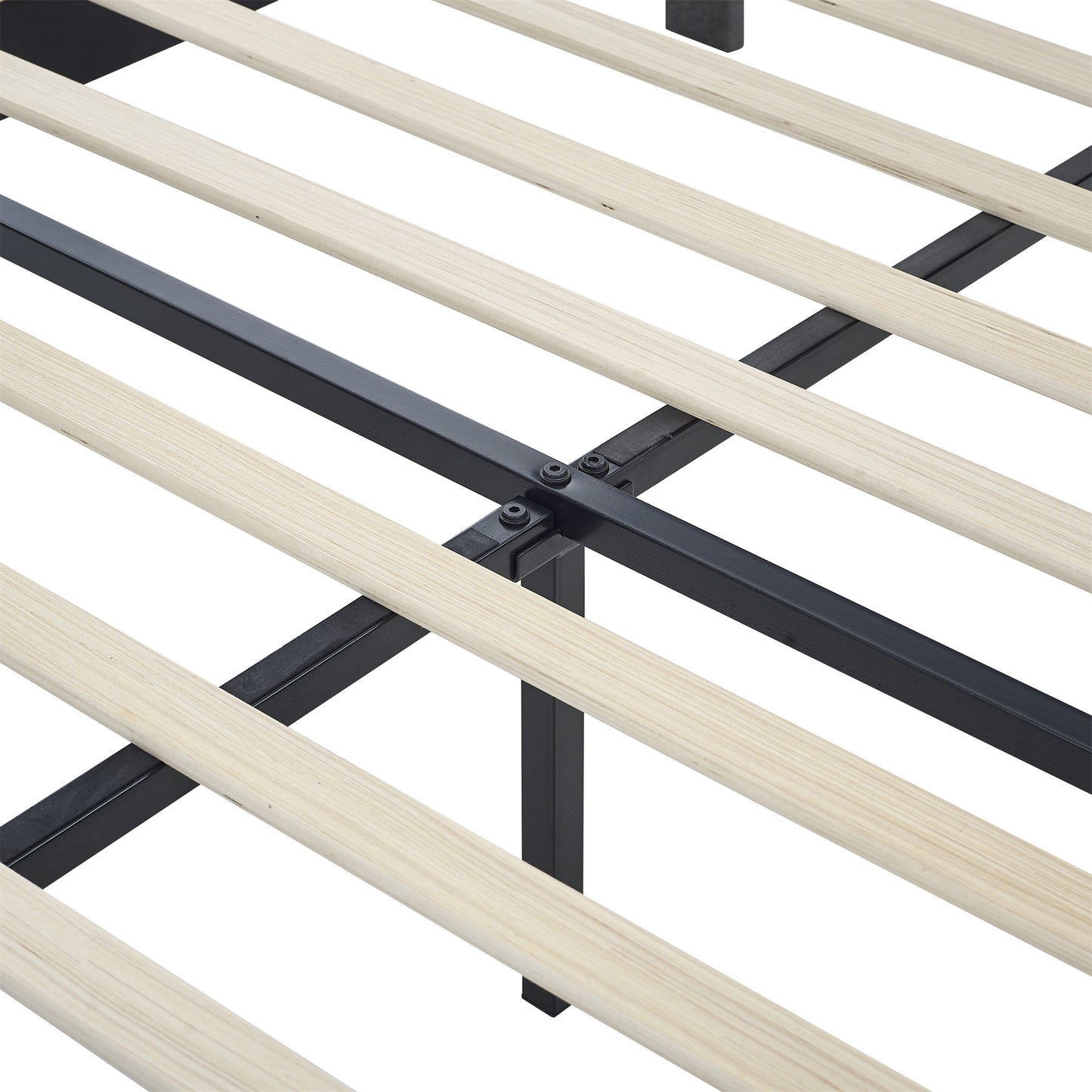 Solid Wood Bed Frame,Full Size Bed Frame with Storage Space,Heavy Duty Sturdy Mattress Foundation,Easy Assembly,No Box Spring Needed, Black,Full