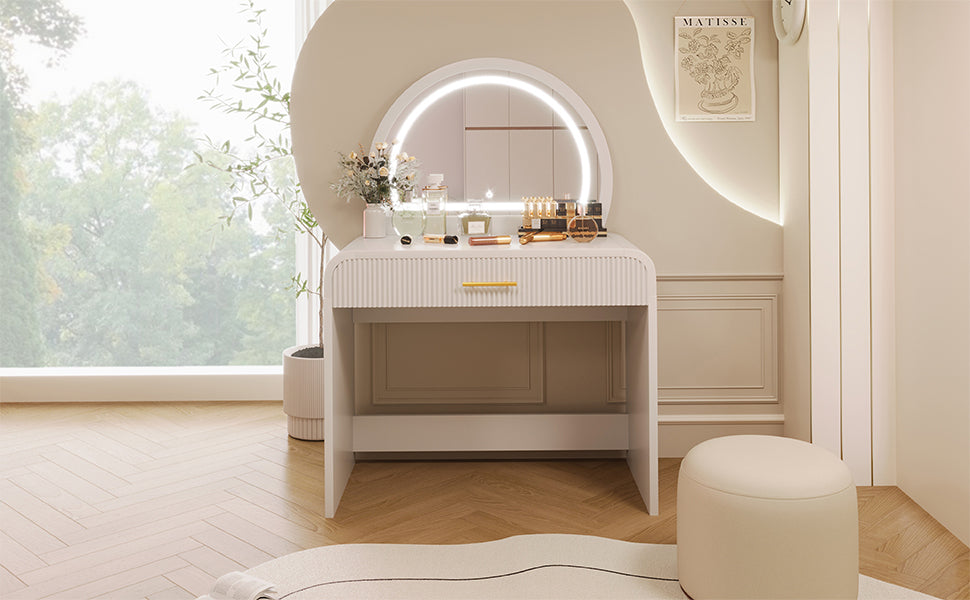 CAFORKP 39" Makeup Vanity Table with Mirror Touch Screen Lighted Mirror