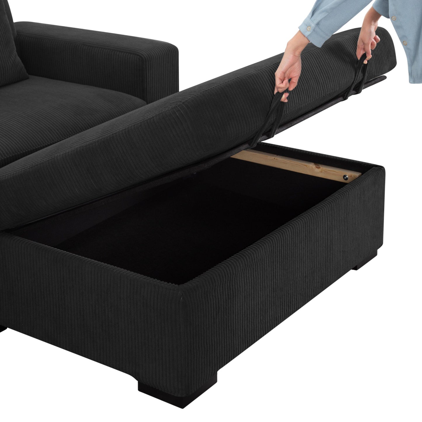 CAFORKP 103.5” Modular Sectional Sofa with ottoman, this modern style,Black