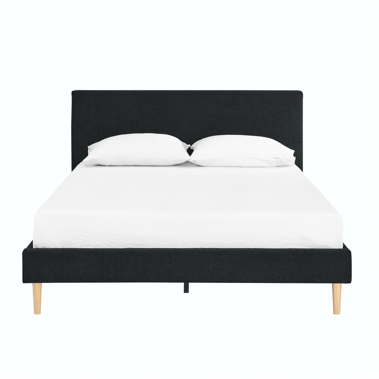 CAFORK Solid Wood Bed Frame with Storage – Heavy Duty Platform Bed, Easy Assembly, No Box Spring Needed, Black Finish