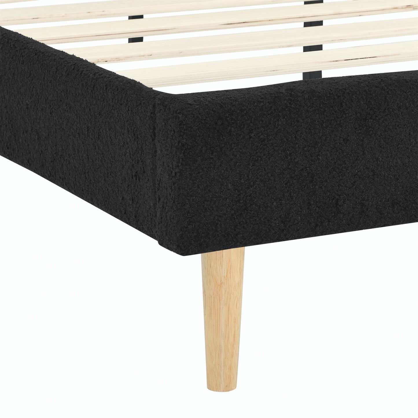 CAFORK Solid Wood Bed Frame with Storage – Heavy Duty Platform Bed, Easy Assembly, No Box Spring Needed, Black Finish