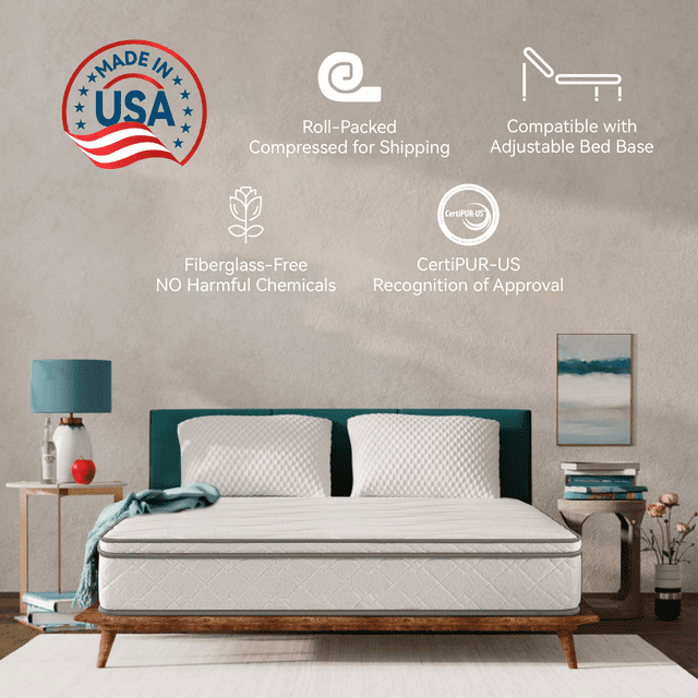 CAFORKP 10" Full Tight Top Cooling Gel Memory Foam Mattress, Pressure Relieving