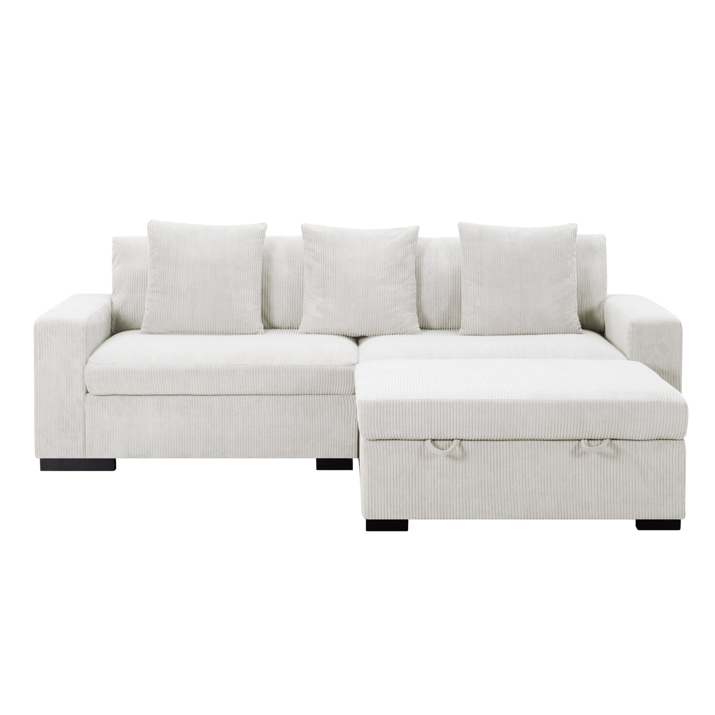 CAFORKP 103.5” Upholstered Modular Sectional Sofa, Deep Cushions, Comfortable Seating,White