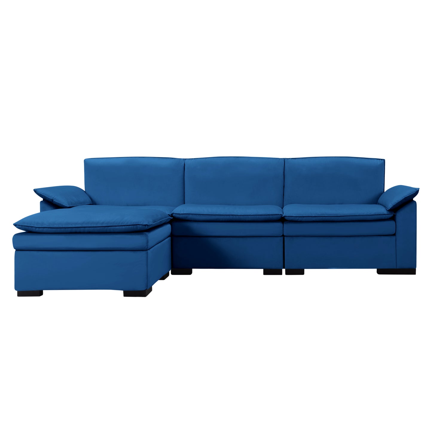 CAFORKP 117.7” Upholstered Sectional Sofa, Modular Design, Deep Cushions,Blue