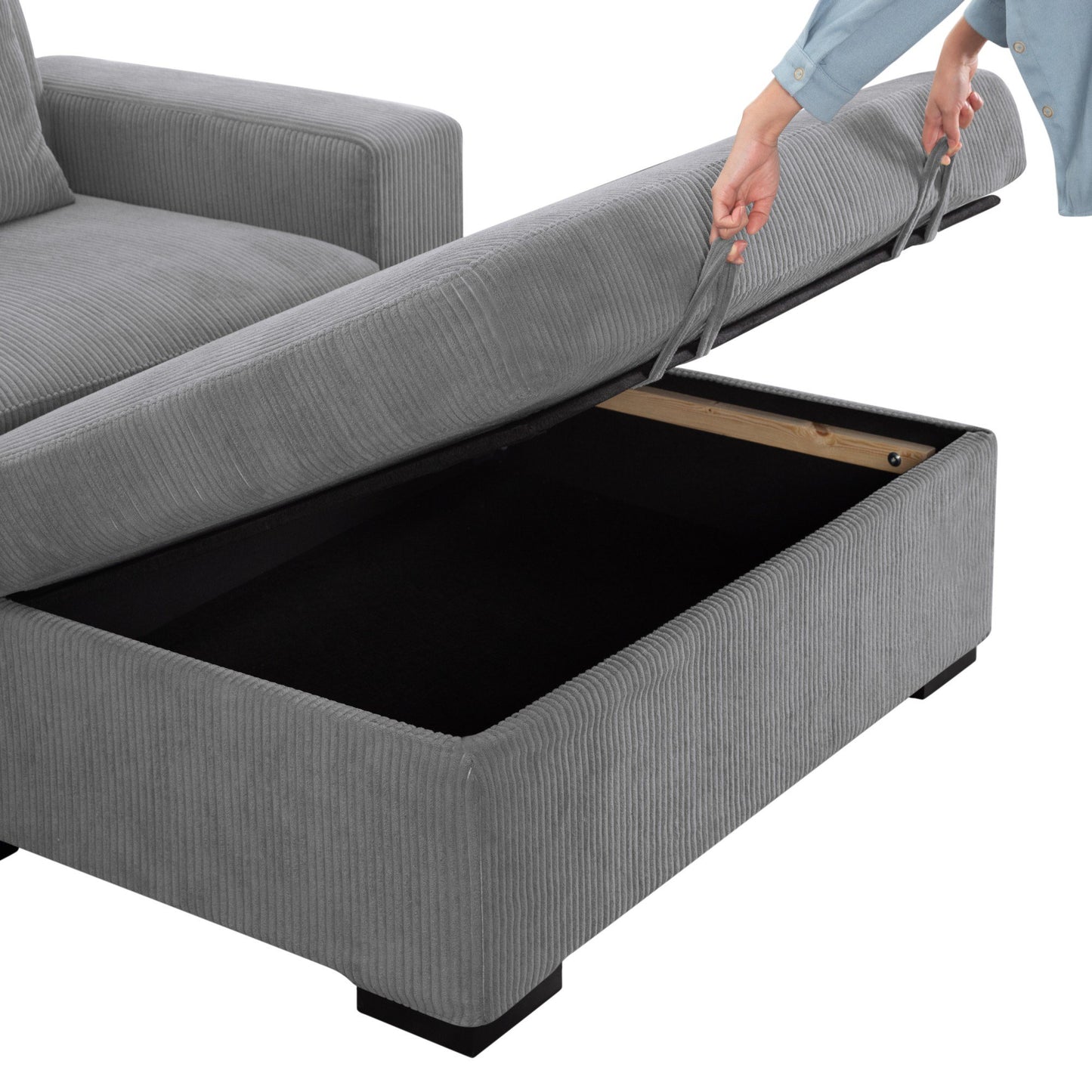 CAFORKP 103.5” Modular Sectional Sofa with ottoman, this modern style,Gray