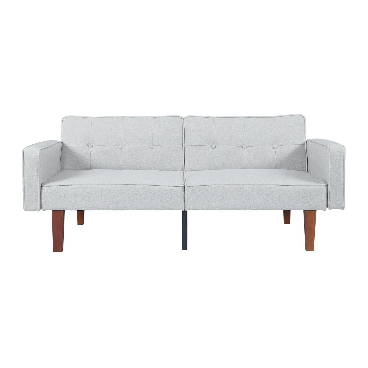 CAFORKP Gray Fabric Sofa, Solid Wood Frame, Mid-Century Style, Foam & Spring Support, Sturdy Legs