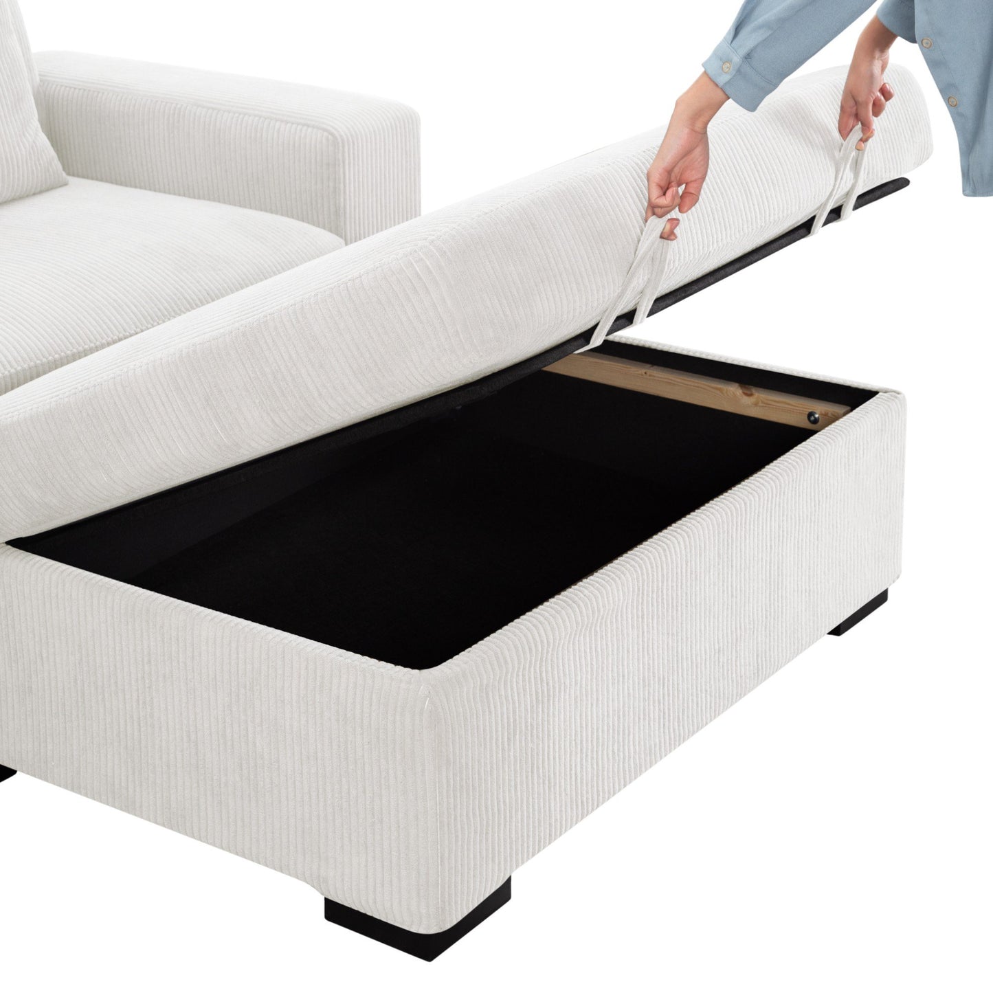 CAFORKP 103.5” Modular Sectional Sofa with ottoman, this modern style,White