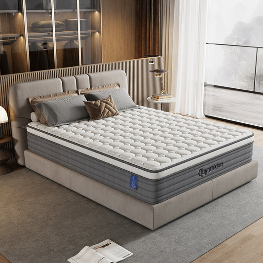 CAFORKP 12" Full, Gel Infused Memory Foam and Pocket Spring Hybrid Mattress in a Box, Adult