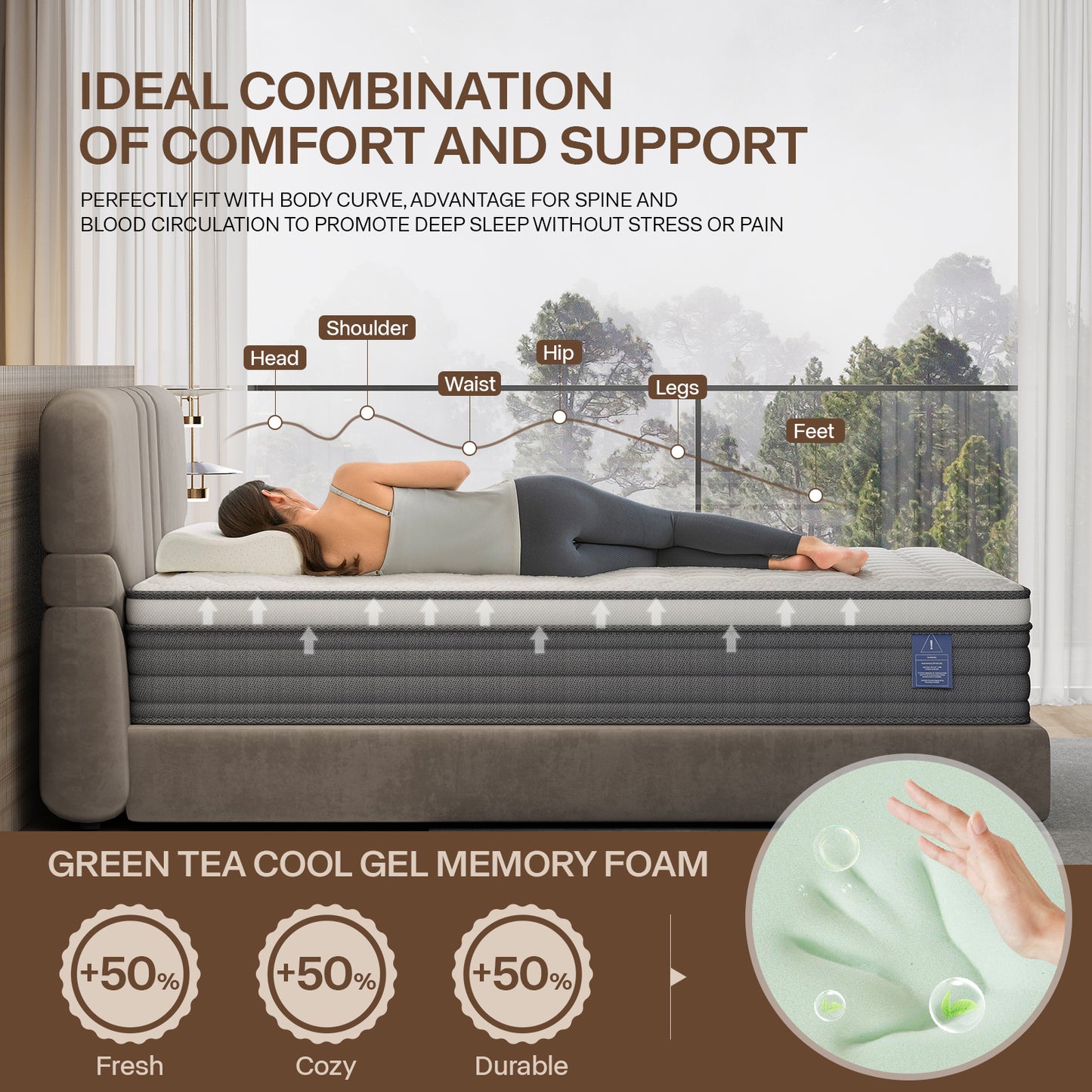 CAFORKP Twin Mattress, 12 Inch Memory Foam Hybrid Mattress in a Box, Medium Firm and Individually Pocket Springs - Pressure Relief