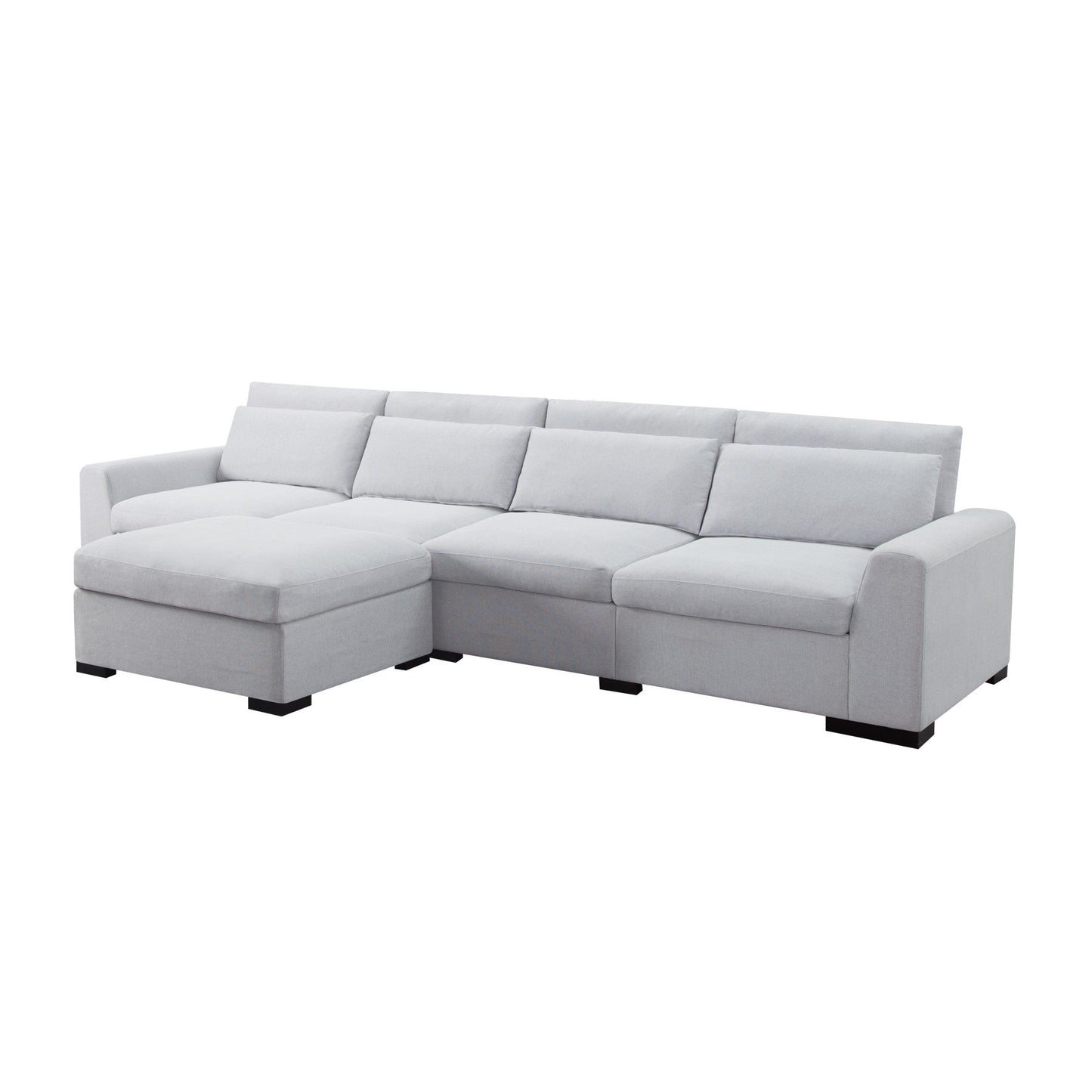 CAFORKP 149” Modular Sectional Sofa with ottoman,Light Gray