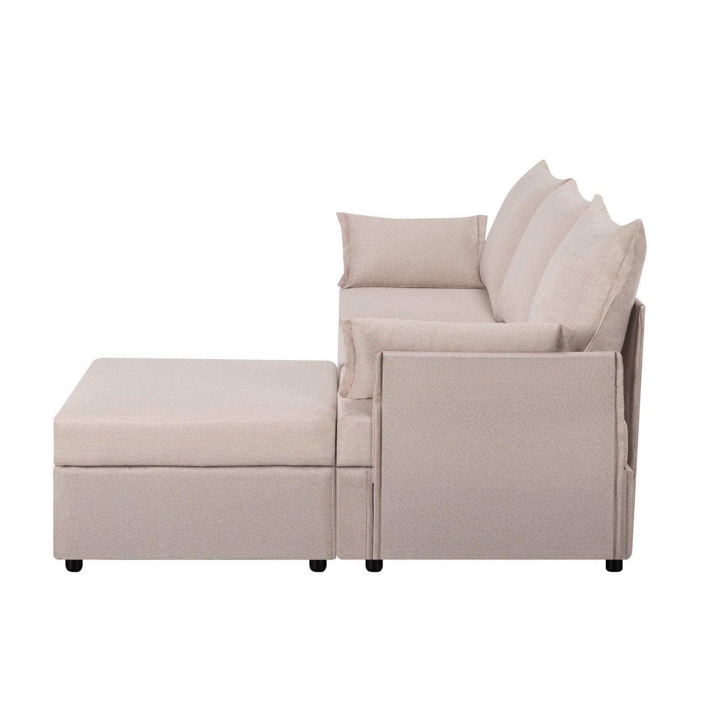 CAFORKP 93.7” Sectional Sofa with ottoman, this modern style,Beige