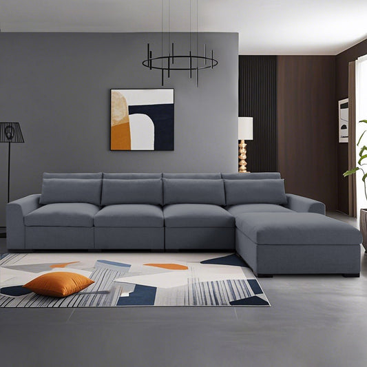 CAFORKP 149” Modular Sectional Sofa with ottoman,Deep Gray