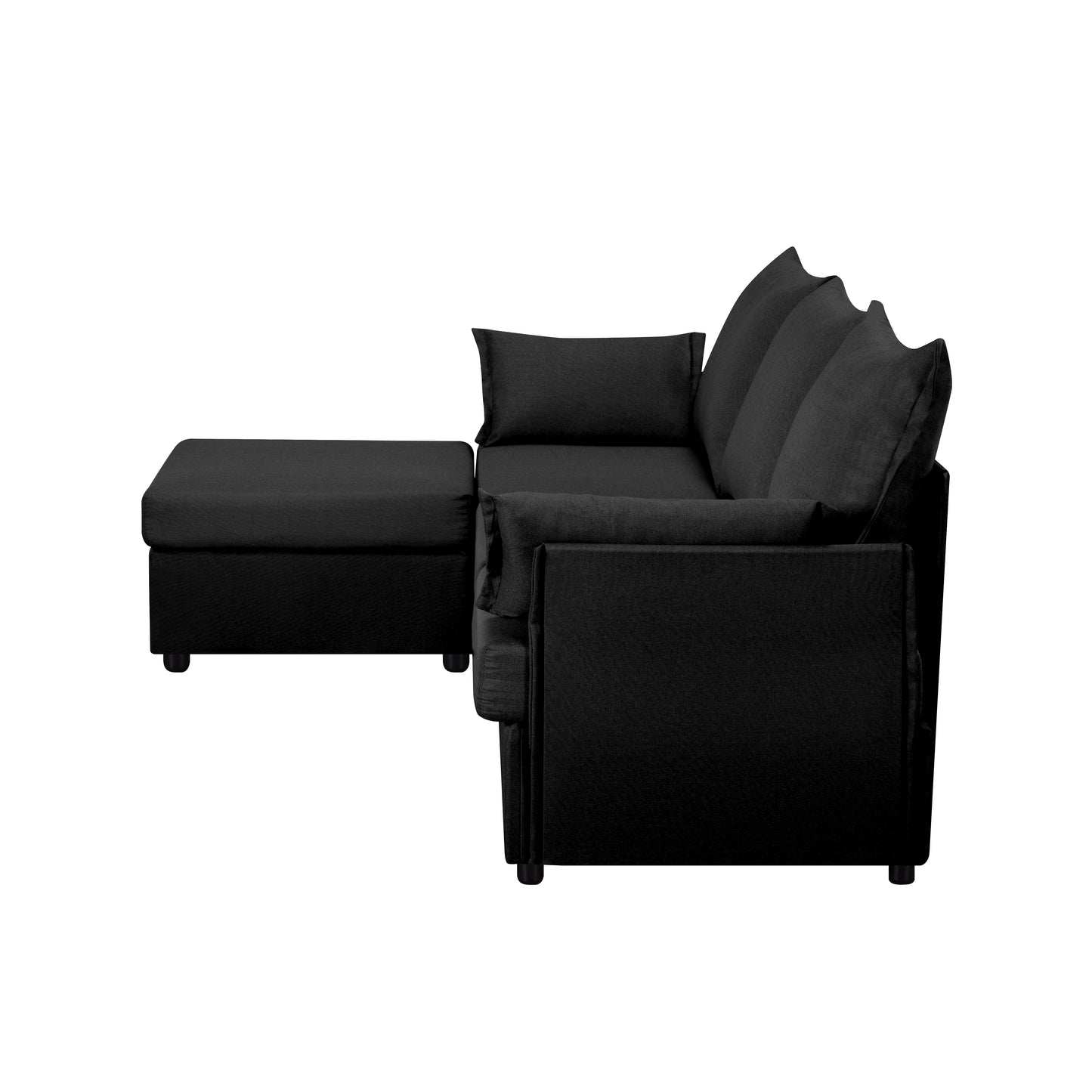 CAFORKP 93.7" Upholstered Sectional Sofa, Deep Cushions, Modular Design,Black