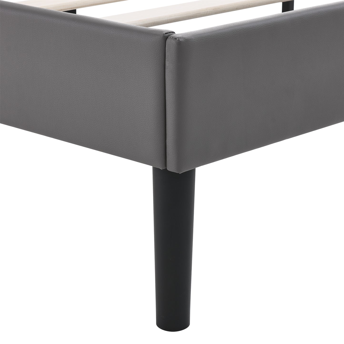 CAFORKP Heavy Duty Bed Frame – Solid Wood Platform with Storage, Durable Mattress Base, Easy to Assemble, Box Spring Free, Gray