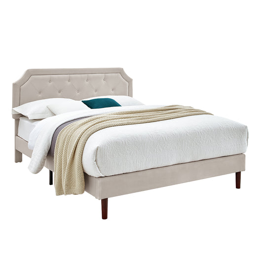CAFORKP Full Size Wooden Bed Frame,Built-in Storage, Heavy Duty Foundation, Tool-Free Assembly, Box Spring Optional, Rich Black Finish,Beige