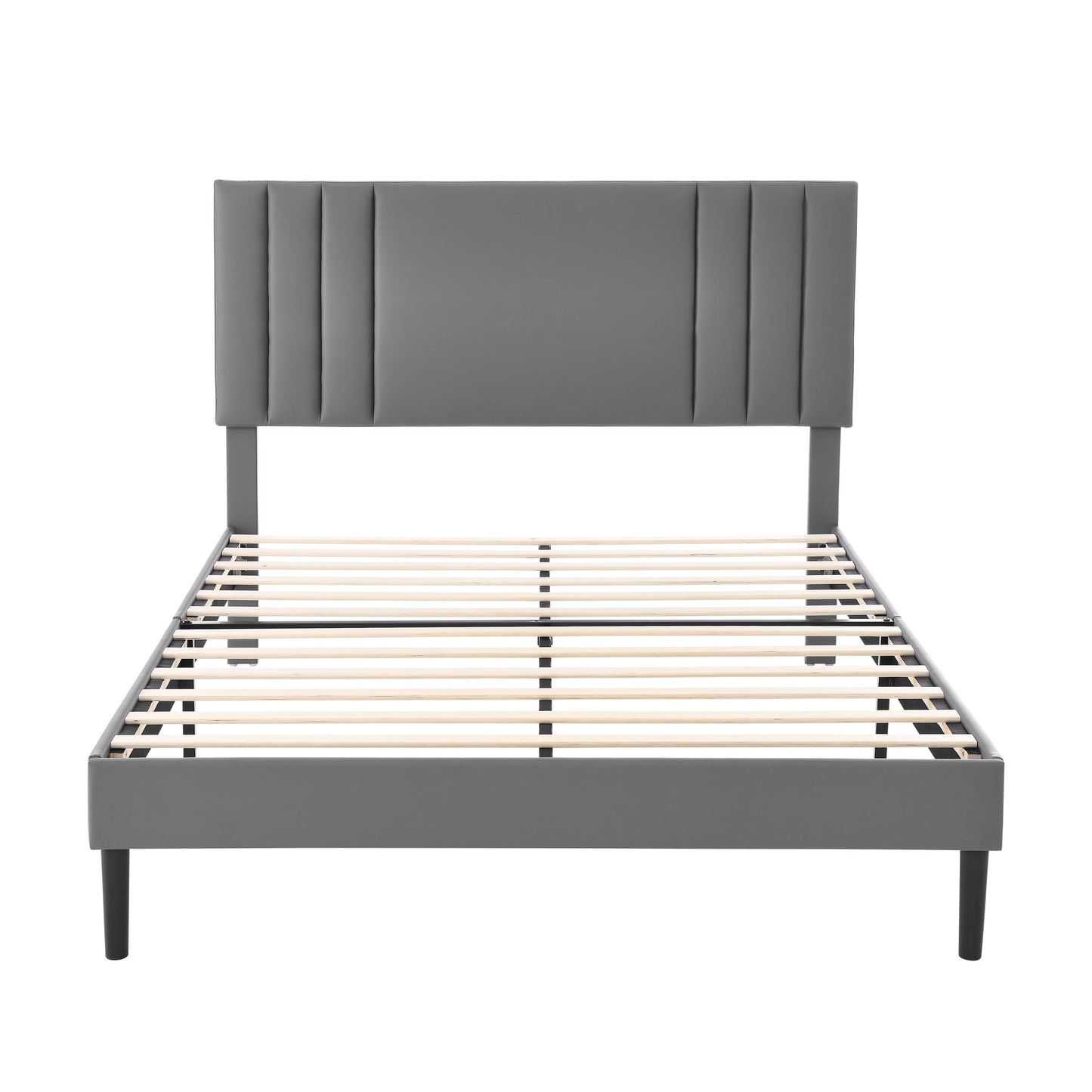 CAFORKP Heavy Duty Bed Frame – Solid Wood Platform with Storage, Durable Mattress Base, Easy to Assemble, Box Spring Free, Gray