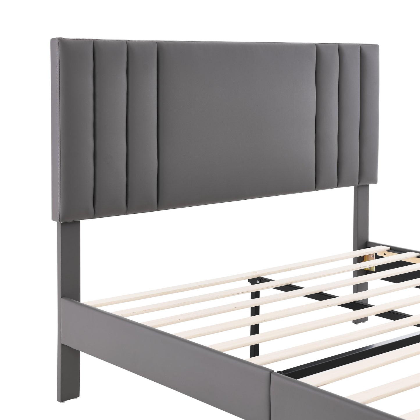 CAFORKP Heavy Duty Bed Frame – Solid Wood Platform with Storage, Durable Mattress Base, Easy to Assemble, Box Spring Free, Gray