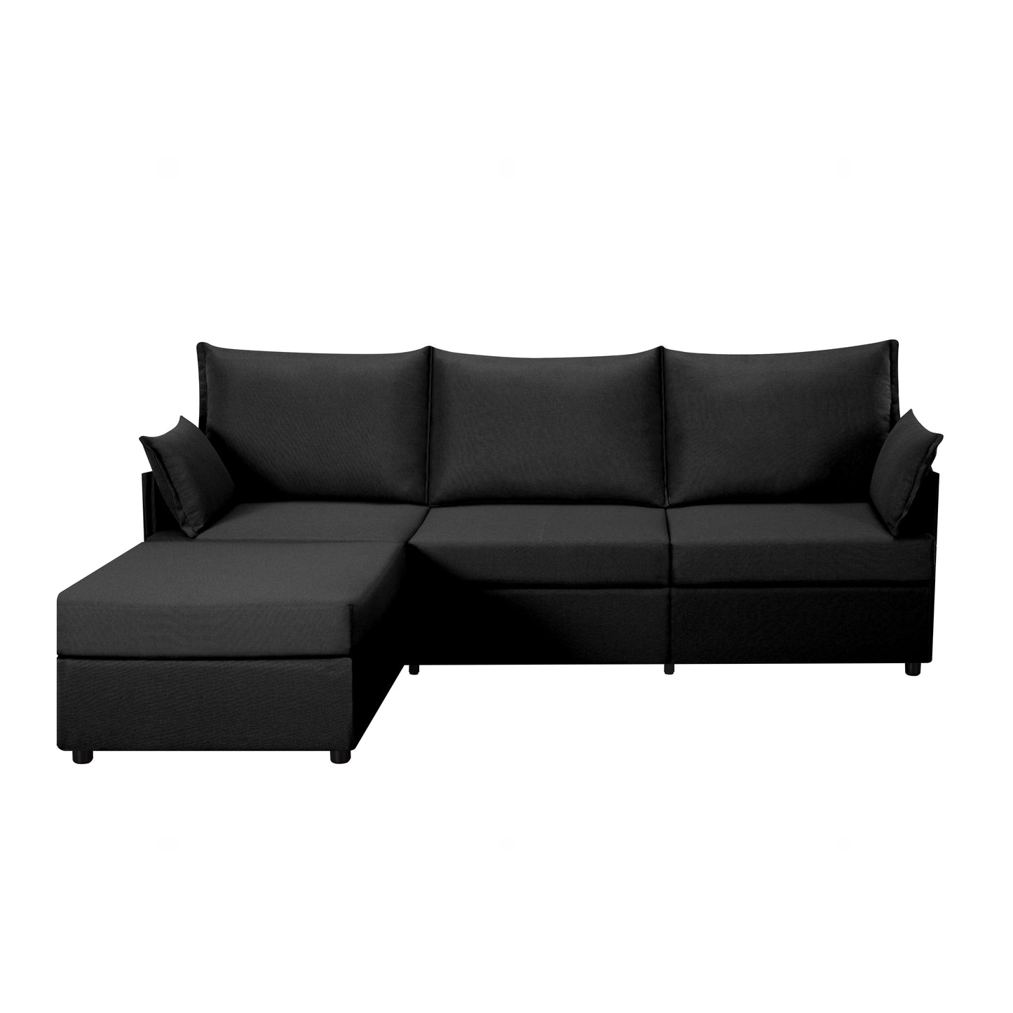 CAFORKP 93.7" Upholstered Sectional Sofa, Deep Cushions, Modular Design,Black