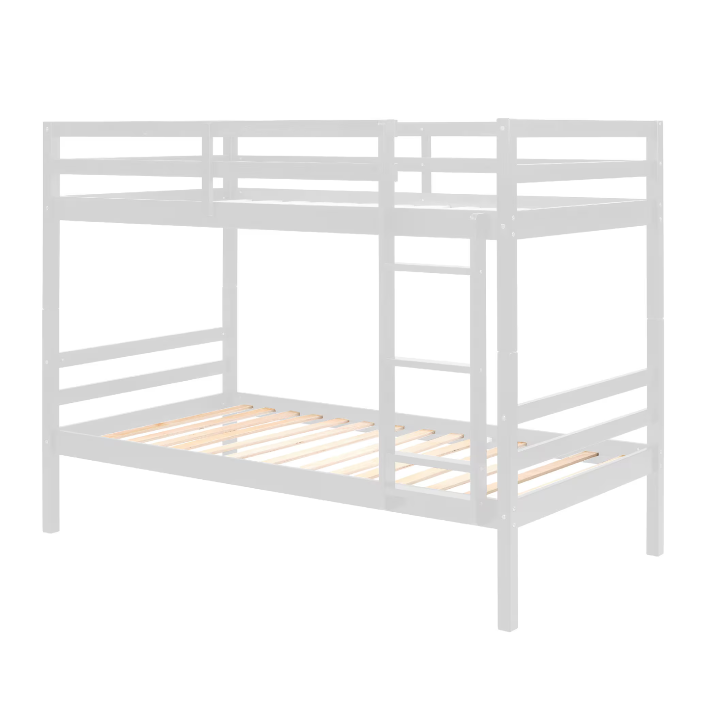 CAFORKP Solid Wood Bunk Bed for Kids with Safety Guardrail, 400 lbs Weight Capacity - White