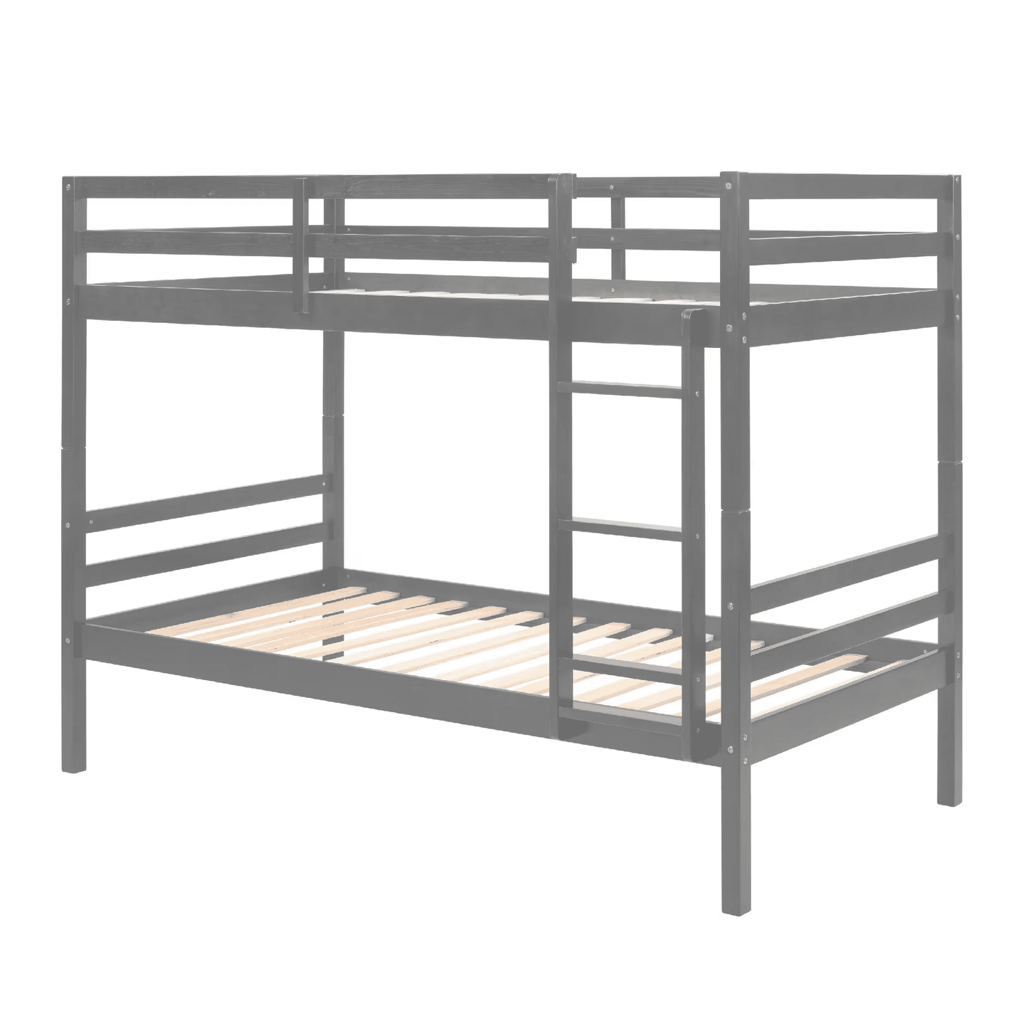 CAFORKP Solid Wood Bunk Bed for Kids with Safety Guardrail, 400 lbs Weight Capacity - Grey