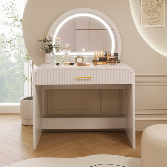 CAFORKP 39" Makeup Vanity Table with Mirror Touch Screen Lighted Mirror