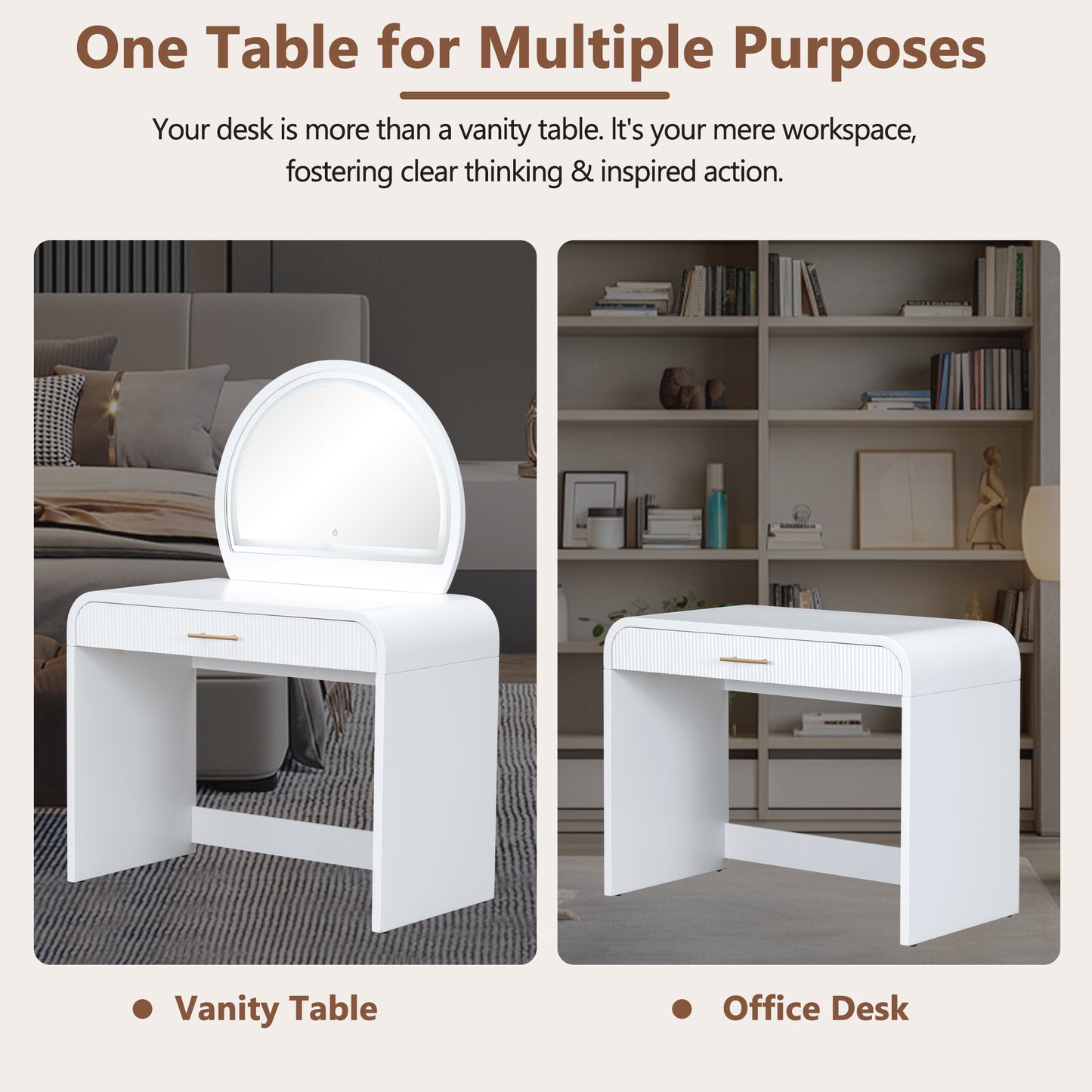 CAFORKP 39" Makeup Vanity Table with Mirror Touch Screen Lighted Mirror