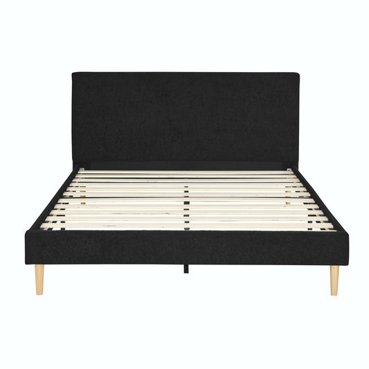CAFORK Solid Wood Bed Frame with Storage – Heavy Duty Platform Bed, Easy Assembly, No Box Spring Needed, Black Finish