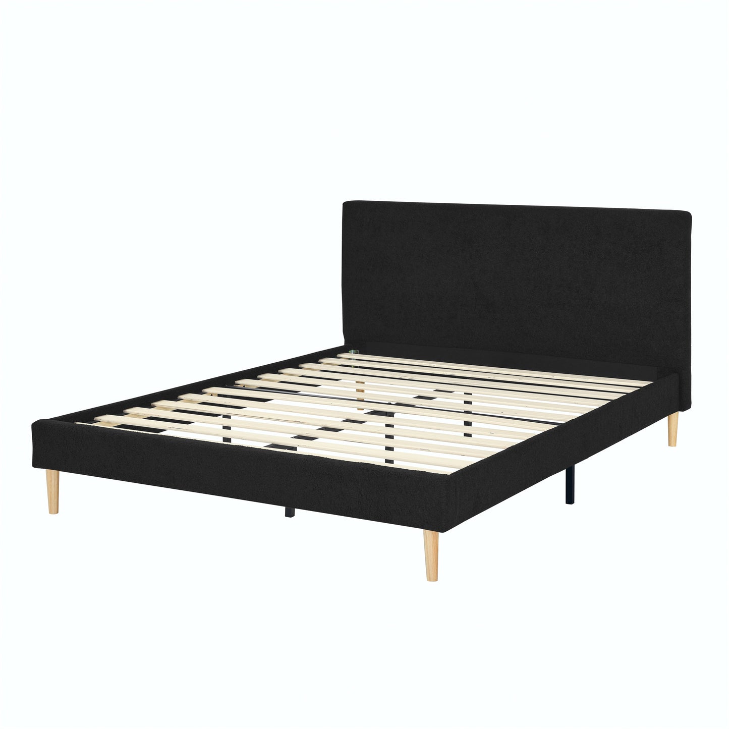 CAFORK Solid Wood Bed Frame with Storage – Heavy Duty Platform Bed, Easy Assembly, No Box Spring Needed, Black Finish