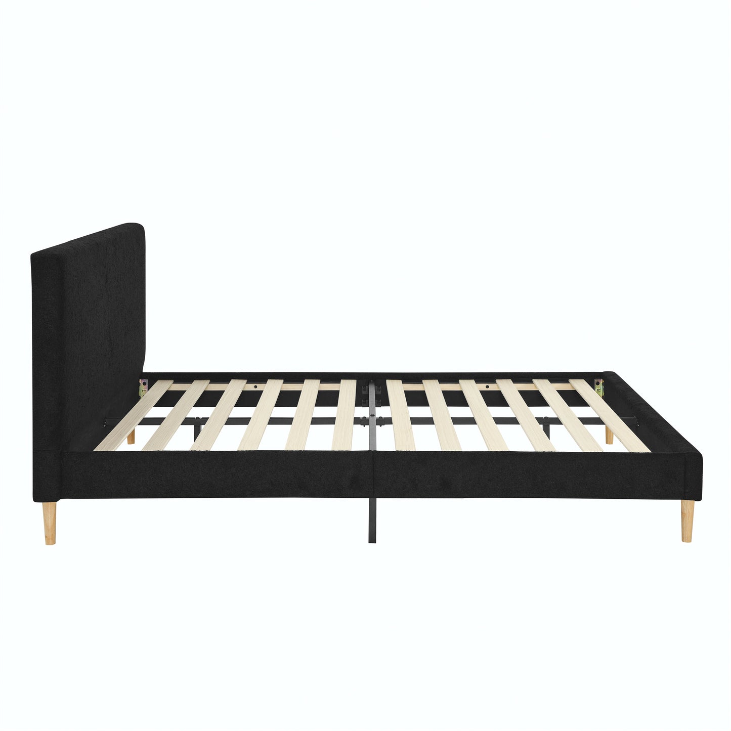 CAFORK Solid Wood Bed Frame with Storage – Heavy Duty Platform Bed, Easy Assembly, No Box Spring Needed, Black Finish