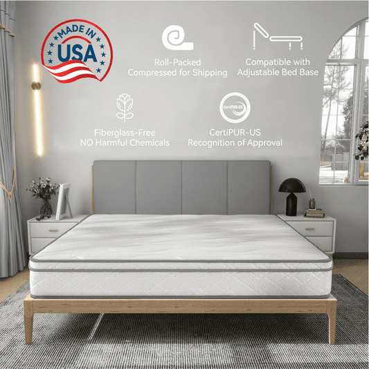CAFORKP 12" Queen Tight Top Cooling Gel Memory Foam Mattress, Pressure Relieving