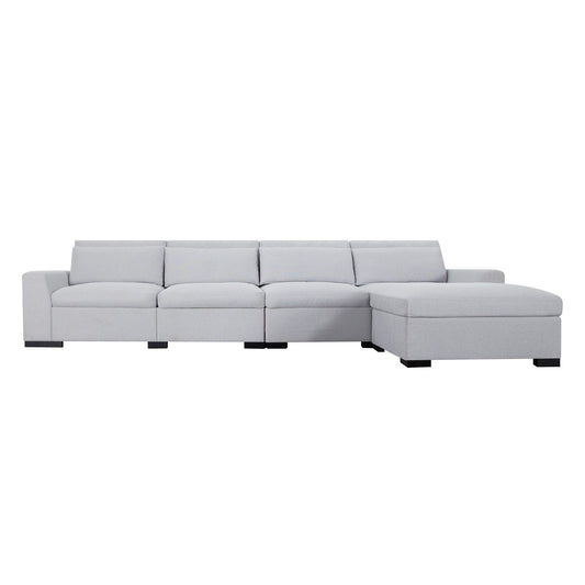 CAFORKP 149” Modular Sectional Sofa with ottoman,Light Gray