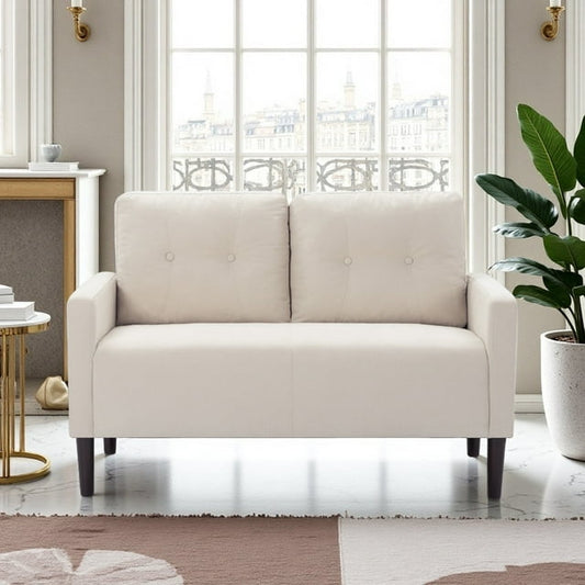 CAFORKP 51.2" Beige Loveseat Sofa with Removable Cushions, Solid Wood Frame, Modern Design