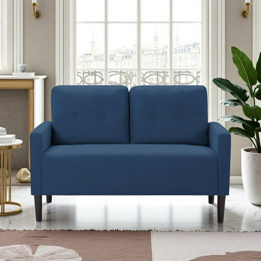 CAFORKP 51.2" Navy Blue Loveseat Sofa with Removable Cushions, Solid Wood Frame, Modern Design