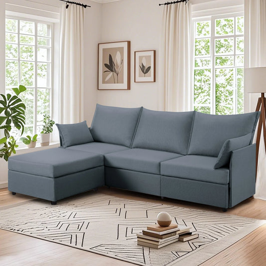 CAFORKP 93.7” Sectional Sofa with ottoman, this modern style,Gray