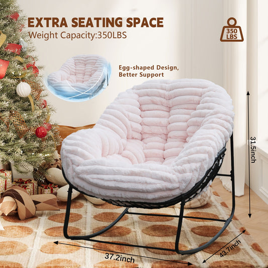CAFORKP Carson Rocking Chair for Indoor/Outdoor Use, Plush Cushion, Steel Frame, Comfortable, Pink