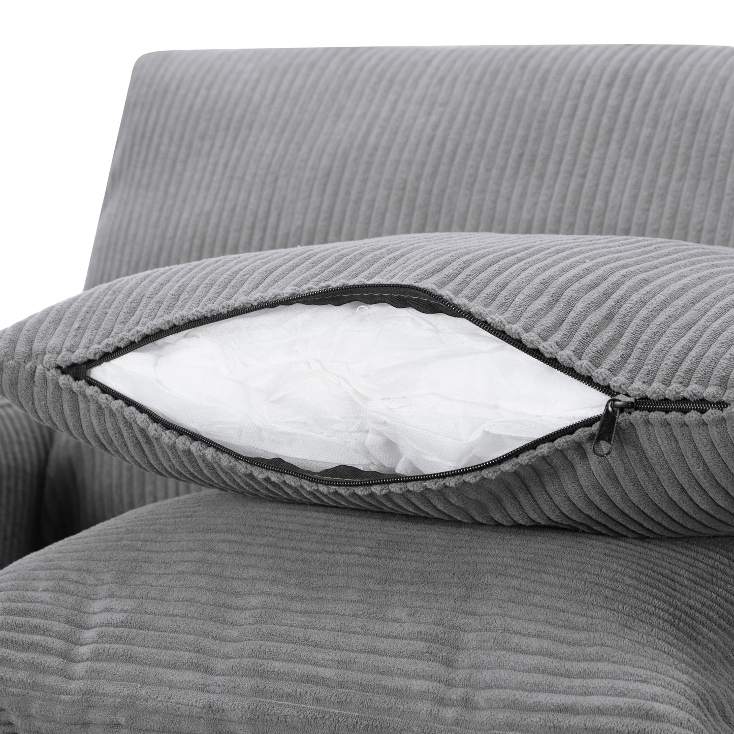 CAFORKP 103.5” Upholstered Modular Sectional Sofa, Deep Cushions, Comfortable Seating, Gray