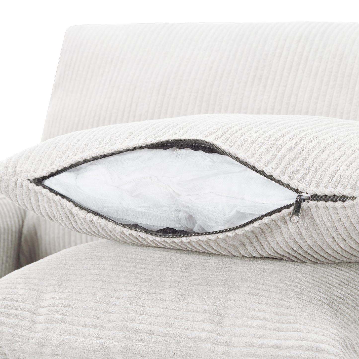 CAFORKP 103.5” Upholstered Modular Sectional Sofa, Deep Cushions, Comfortable Seating,White