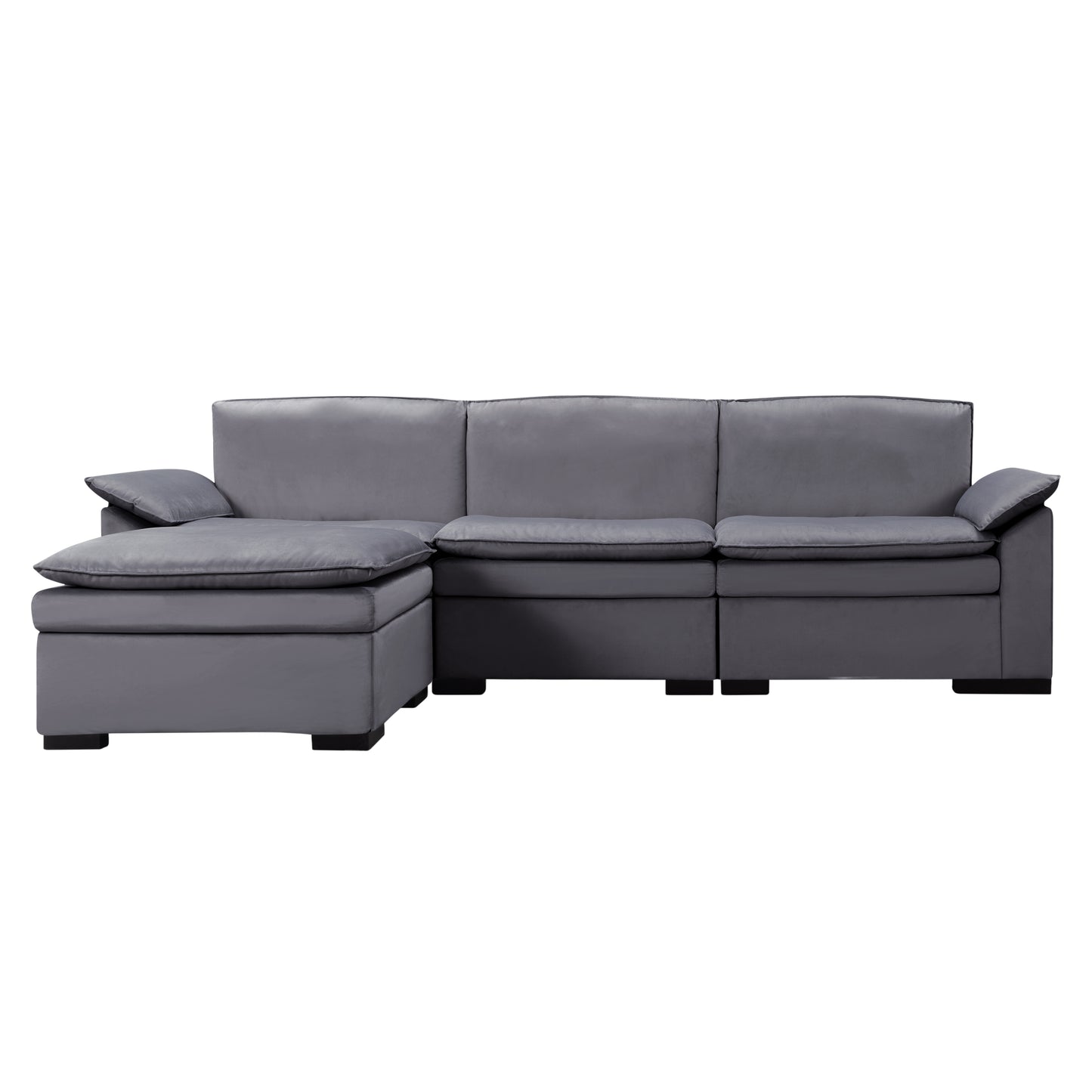 CAFORKP 117.7” Upholstered Sectional Sofa, Modular Design, Deep Cushions,Deep Gray