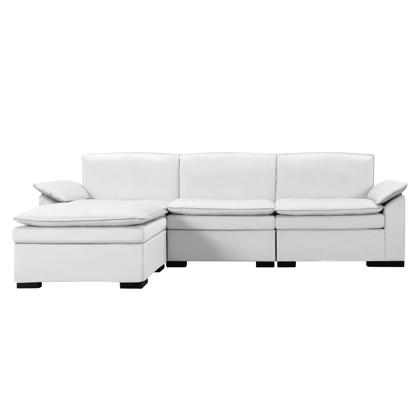 CAFORKP 117.7” Upholstered Sectional Sofa, Modular Design, Deep Cushions,White