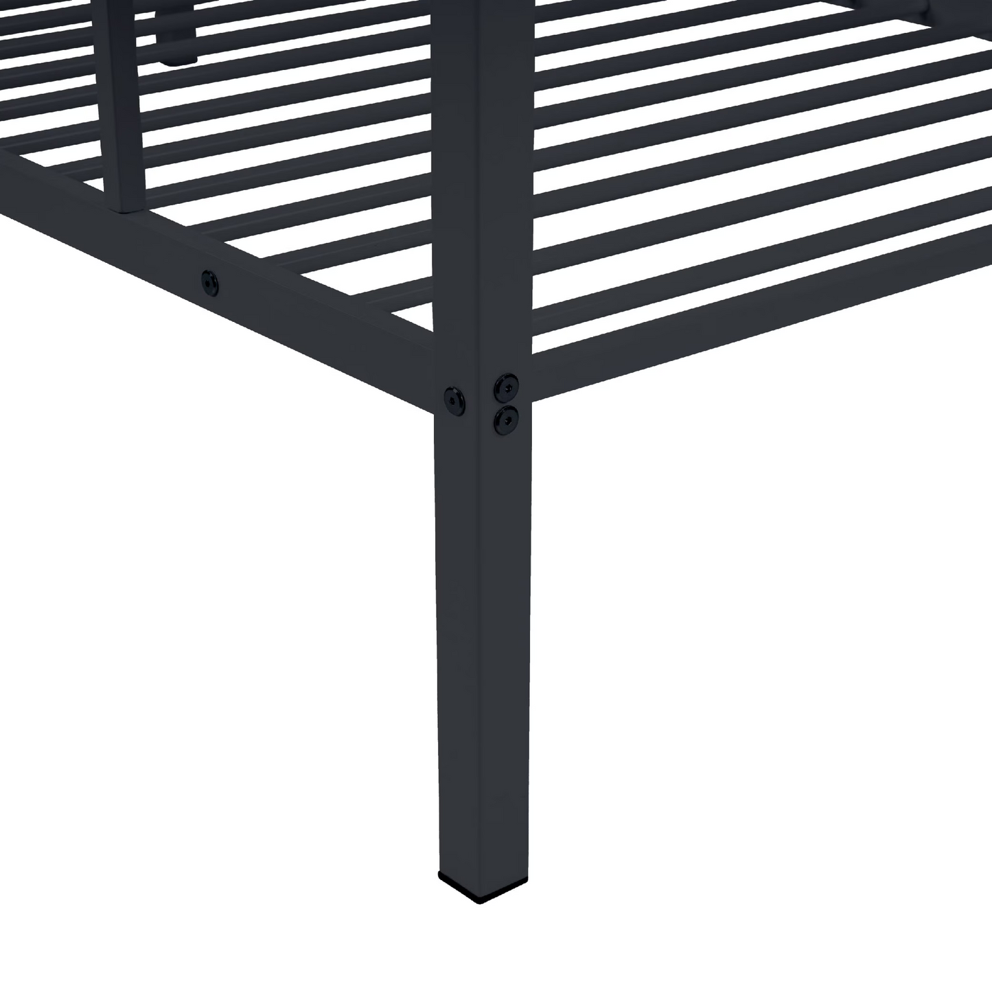 CAFORKP Metal Twin Over Twin Low Profile Bunk Bed with Ladder, High Guardrail & Steel Slats for Kids, Black