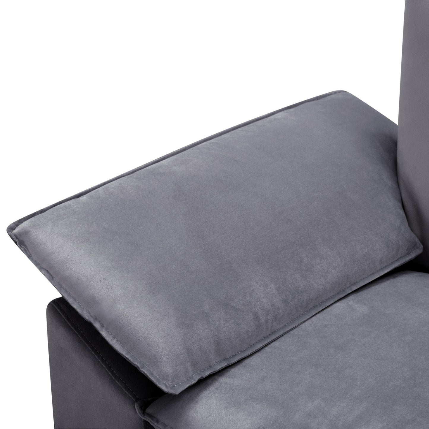 CAFORKP 117.7” Sectional Sofa with Ottoman, the ottoman is movable,Deep Gray