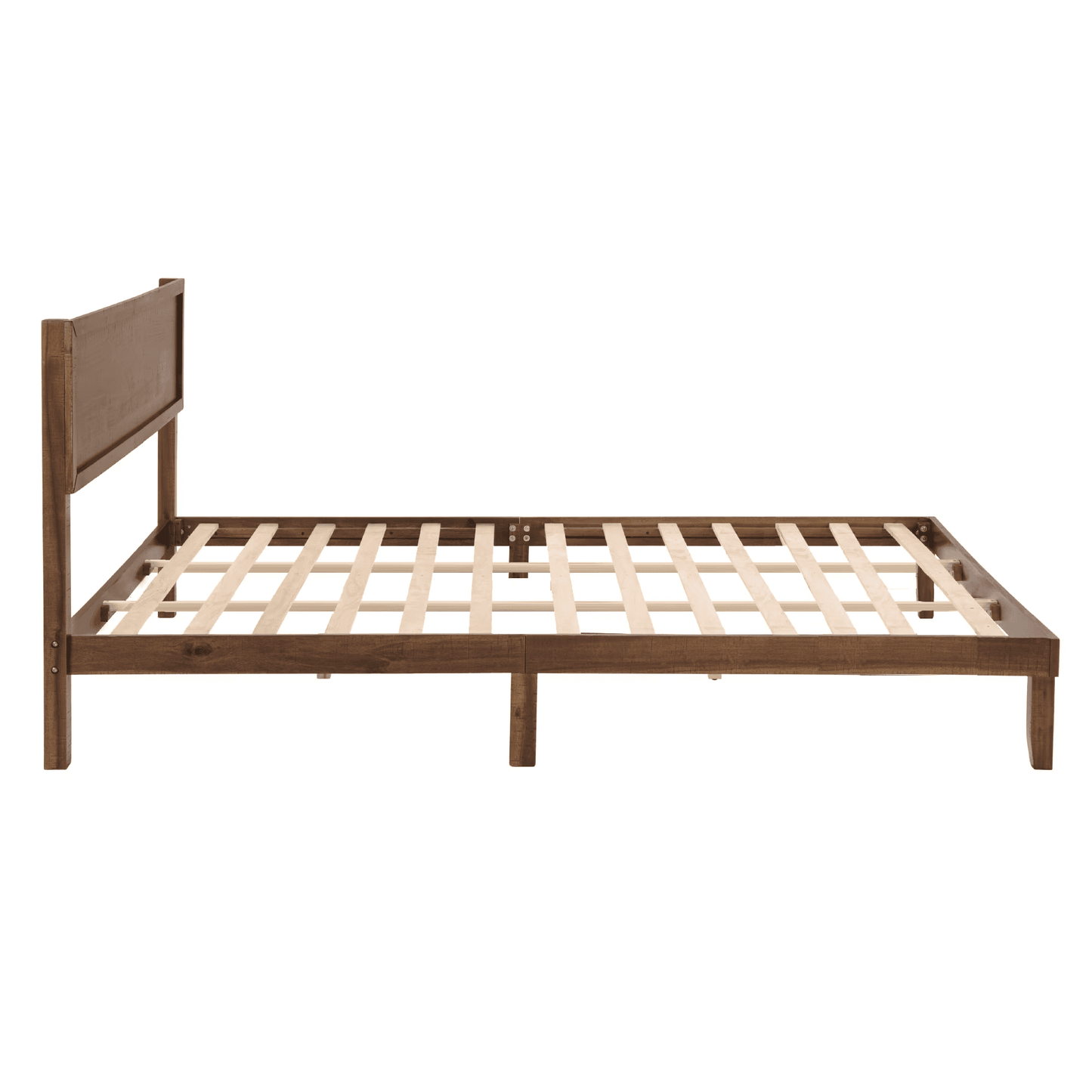 CAFORKP Modern King Oak Platform Bed with Headboard & Slats for Adults, Master Bedroom