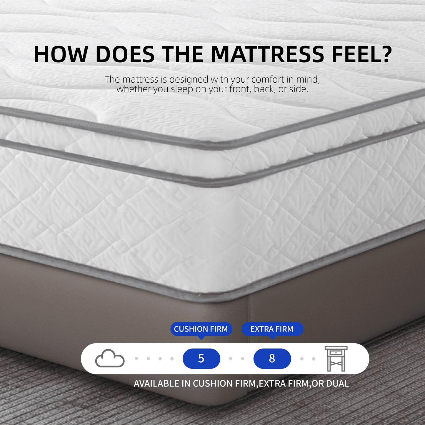 CAFORKP 10" Queen Tight Top Cooling Gel Memory Foam Mattress, Pressure Relieving