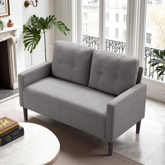 CAFORKP 51.2" Gray Loveseat Sofa with Removable Cushions, Solid Wood Frame, Modern Design
