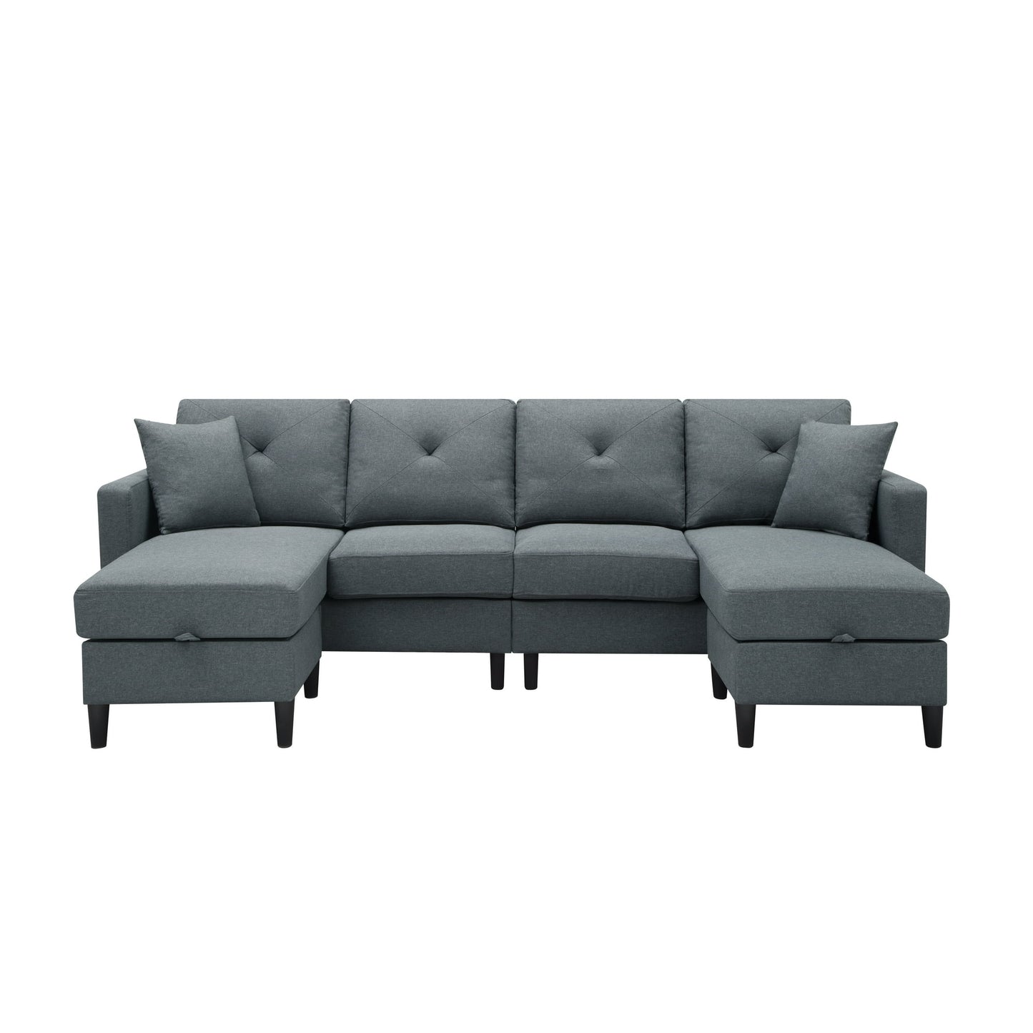 CAFORKP 99.2" U-Shaped Modular Sectional Sofa, Upholstered, Modern Design, Gray