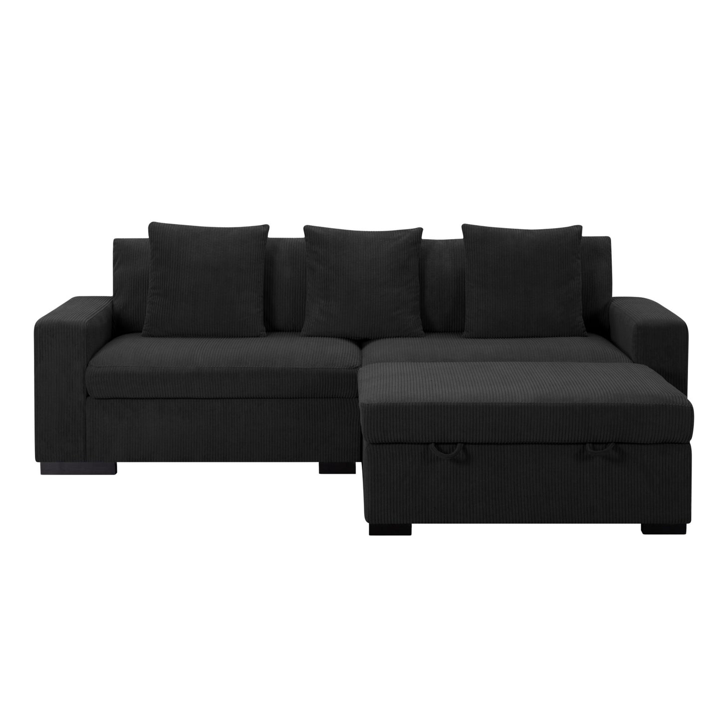 CAFORKP 103.5” Modular Sectional Sofa with ottoman, this modern style,Black
