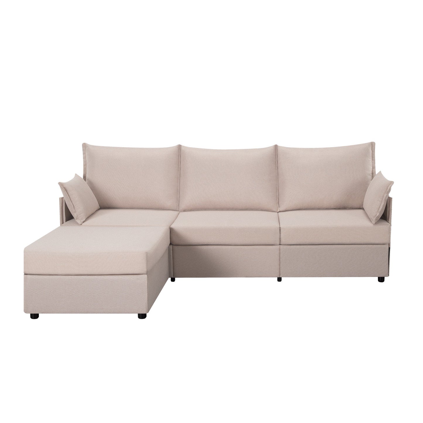 CAFORKP 93.7” Sectional Sofa with ottoman, this modern style,Beige