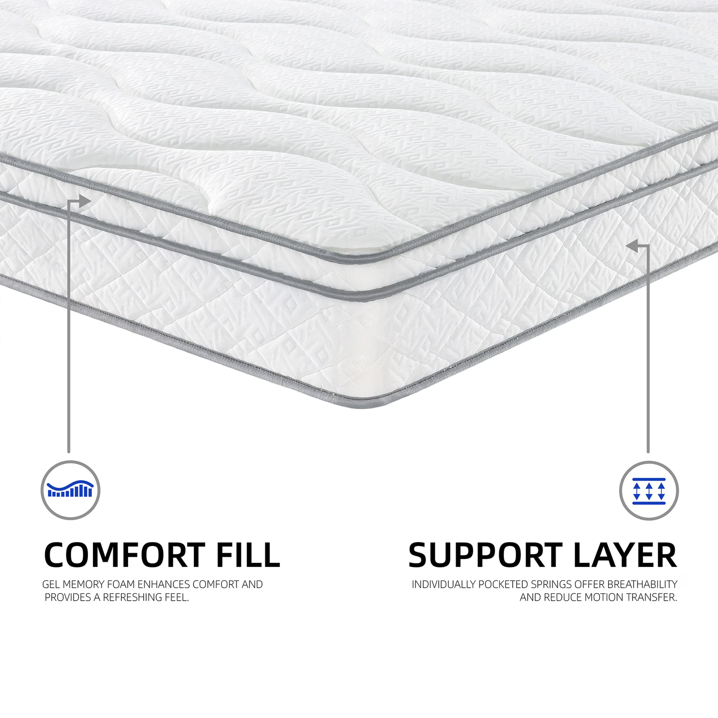 CAFORKP 10" Full Tight Top Cooling Gel Memory Foam Mattress, Pressure Relieving