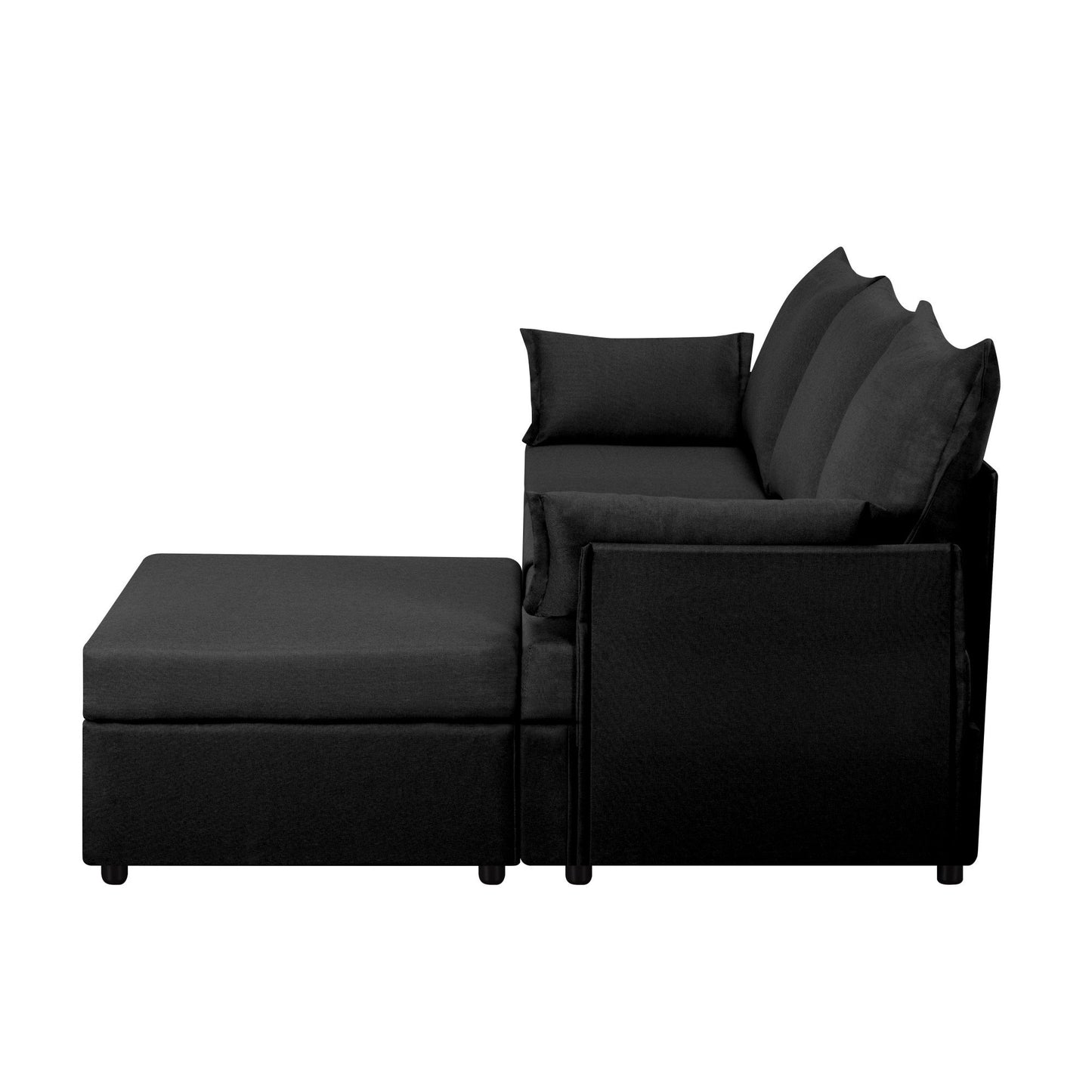 CAFORKP 93.7” Sectional Sofa with ottoman, this modern style,Black
